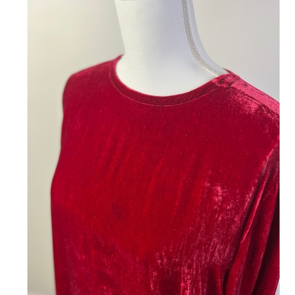 Eileen Fisher Velvet Minimalist Dress Long Sleeve Casual Party Red Dress‎ S/P - Picture 2 of 5